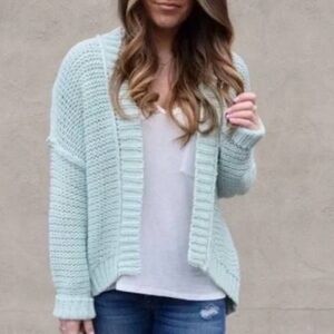 MOTH Anthropologie Mint Green Cotton Knit Cocoon Cardigan